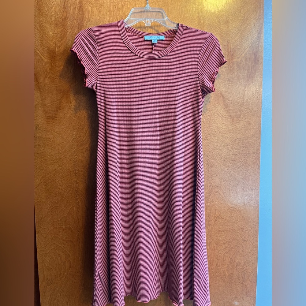 She + Sky Ribbed T-Shirt Dress